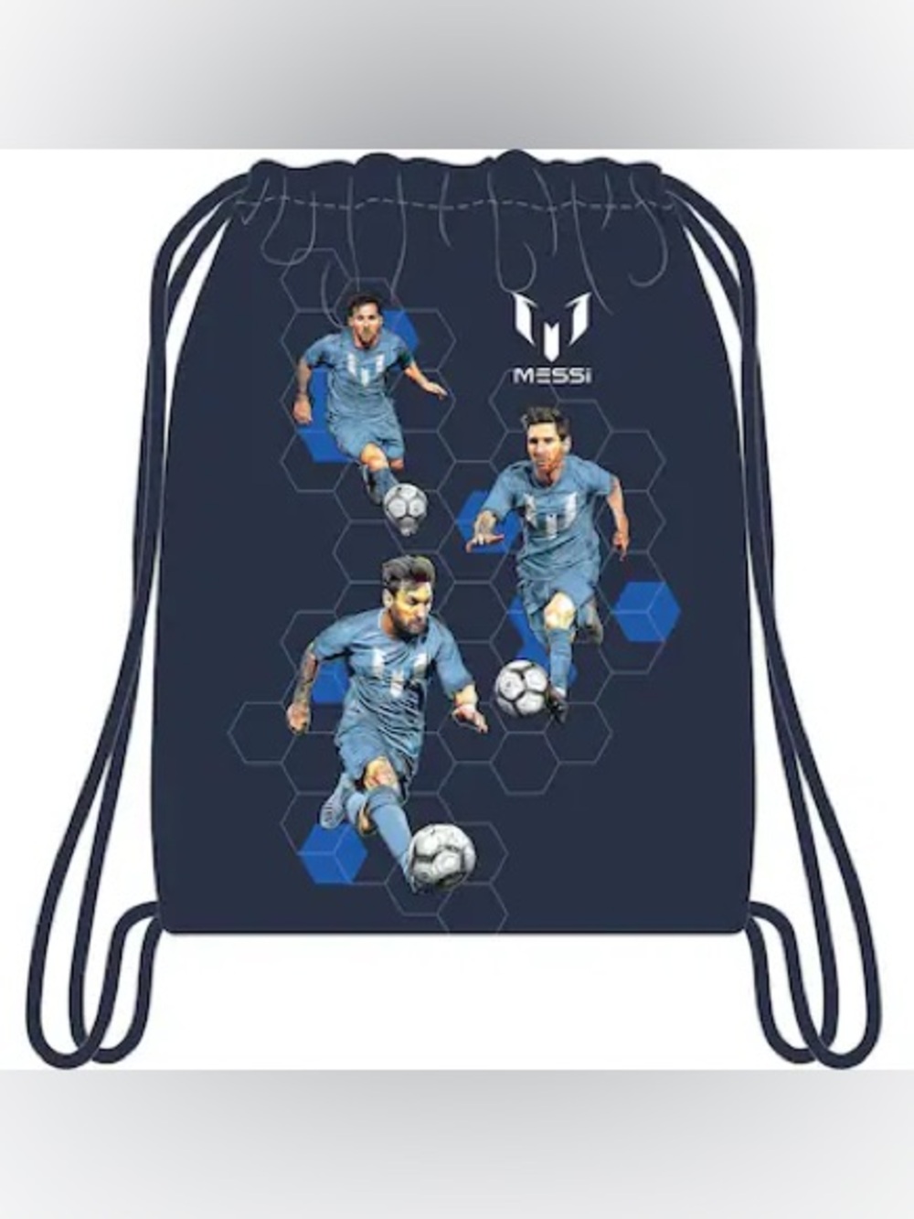 Lionel Messi Drawstring Backpack Navy Blue 15x14
